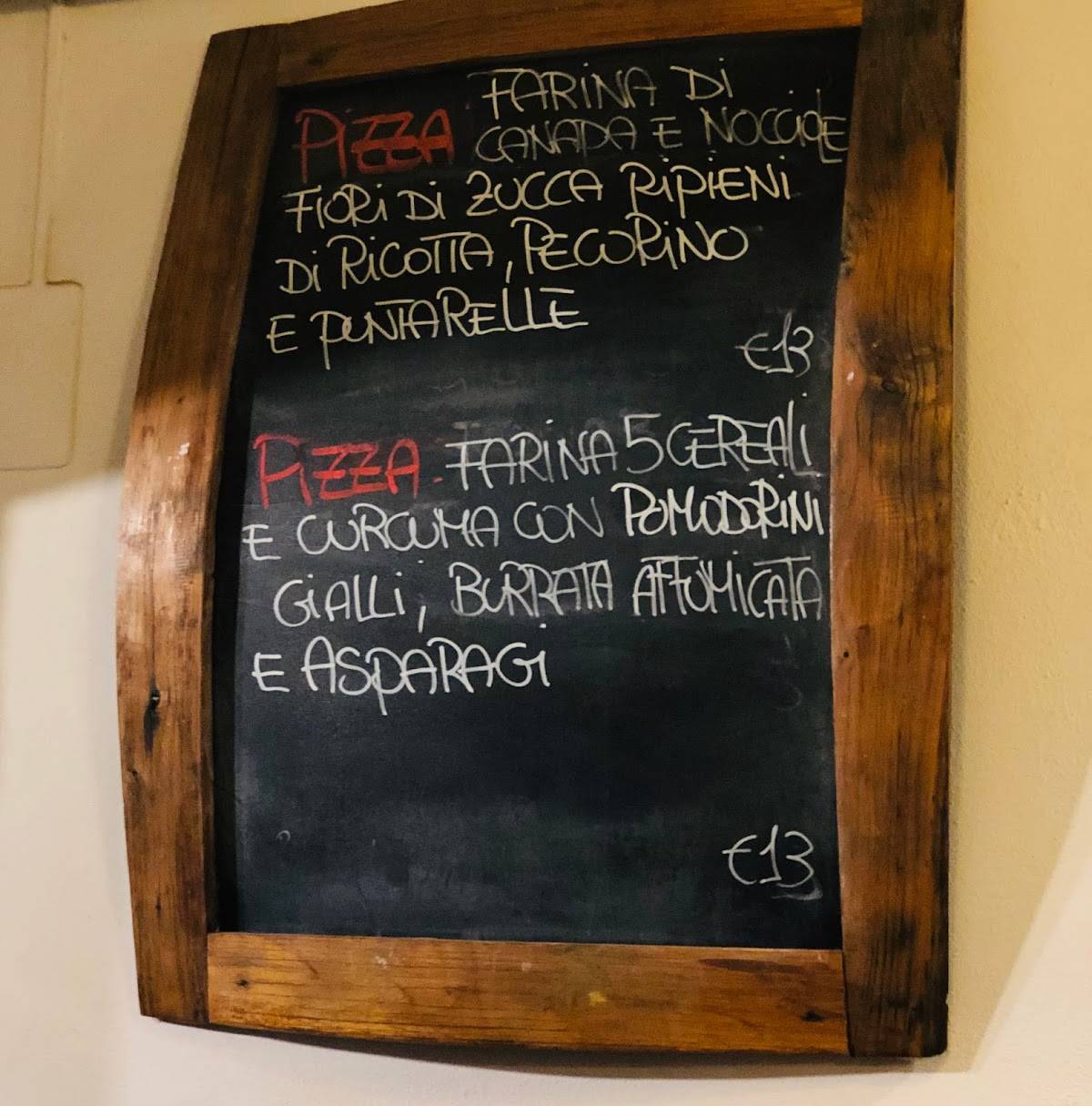 Menu da Pizzeria Antica Porta, Firenze