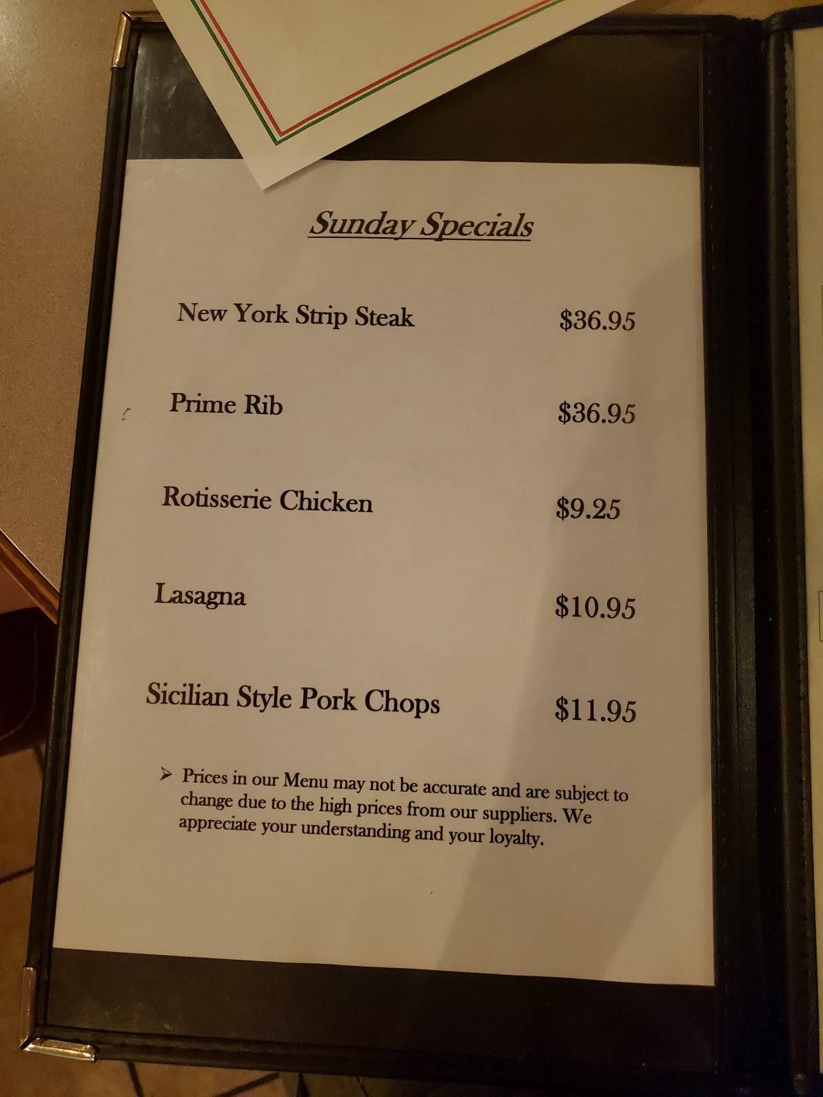 Menu at Infusino's Restaurant & Pizzeria, Racine