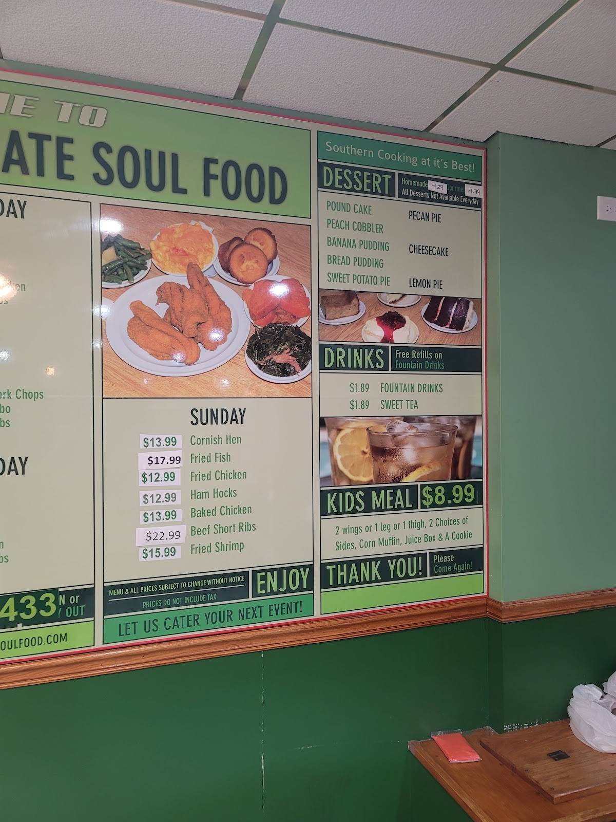 Menu at Priscilla's Ultimate Soulfood Cafeteria, Hazel Crest 