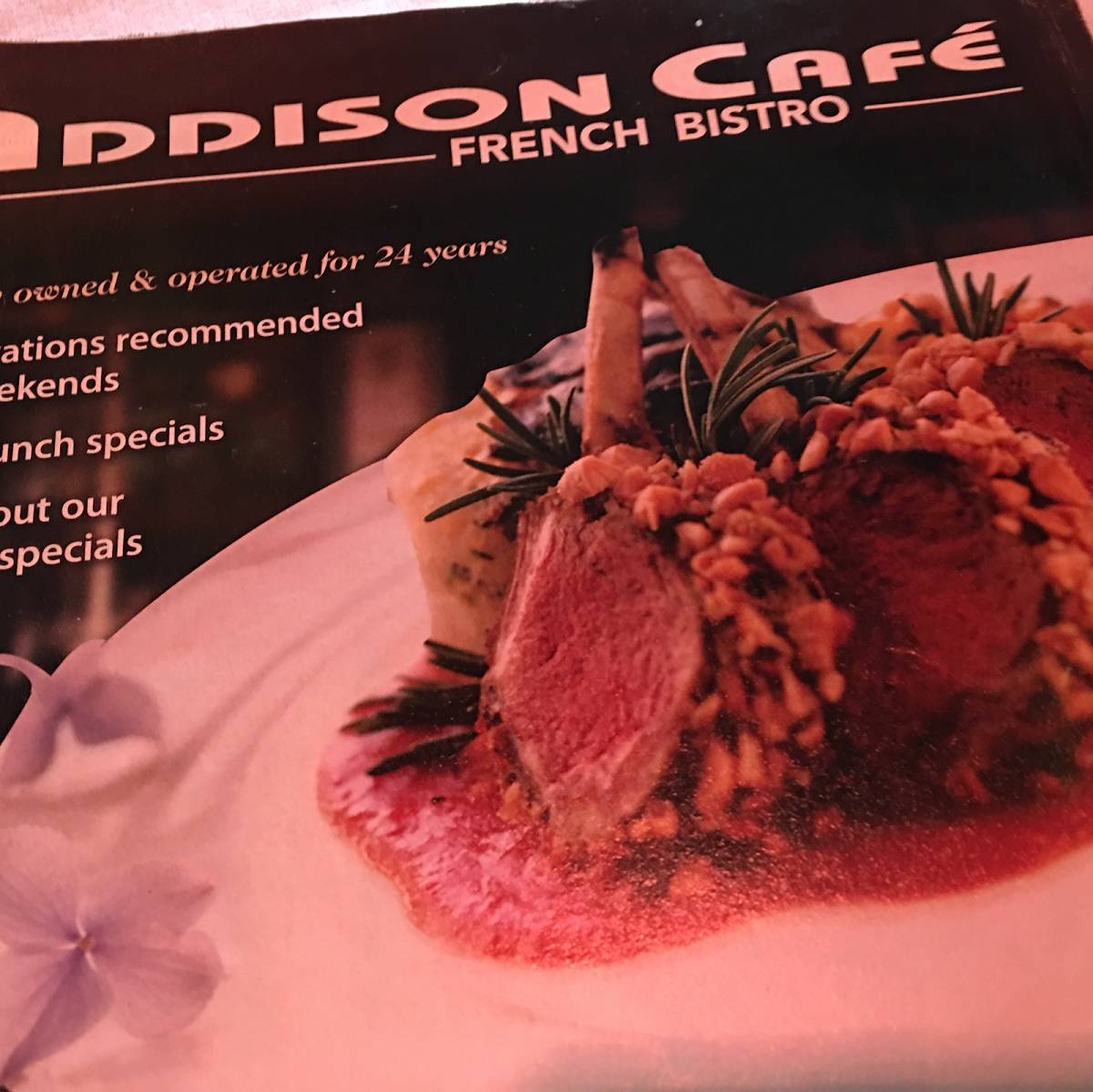 Menu at Addison CafeFrench bistro, Dallas, Belt Line Rd 108