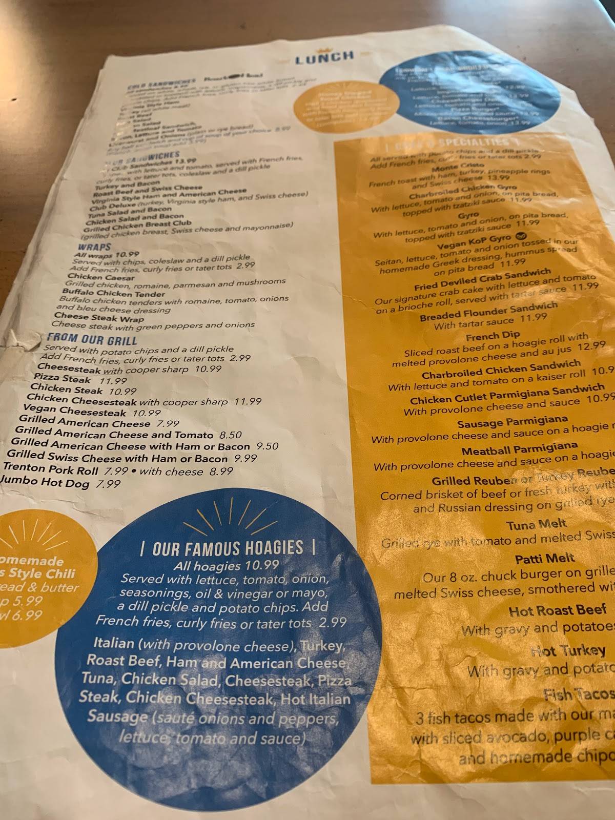 Menu at King of Prussia Diner, Bakery & Bar, King of Prussia