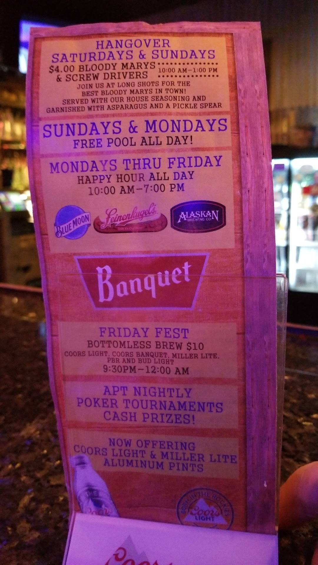 Menu at Long Shots Bar & Grill, Wheat Ridge