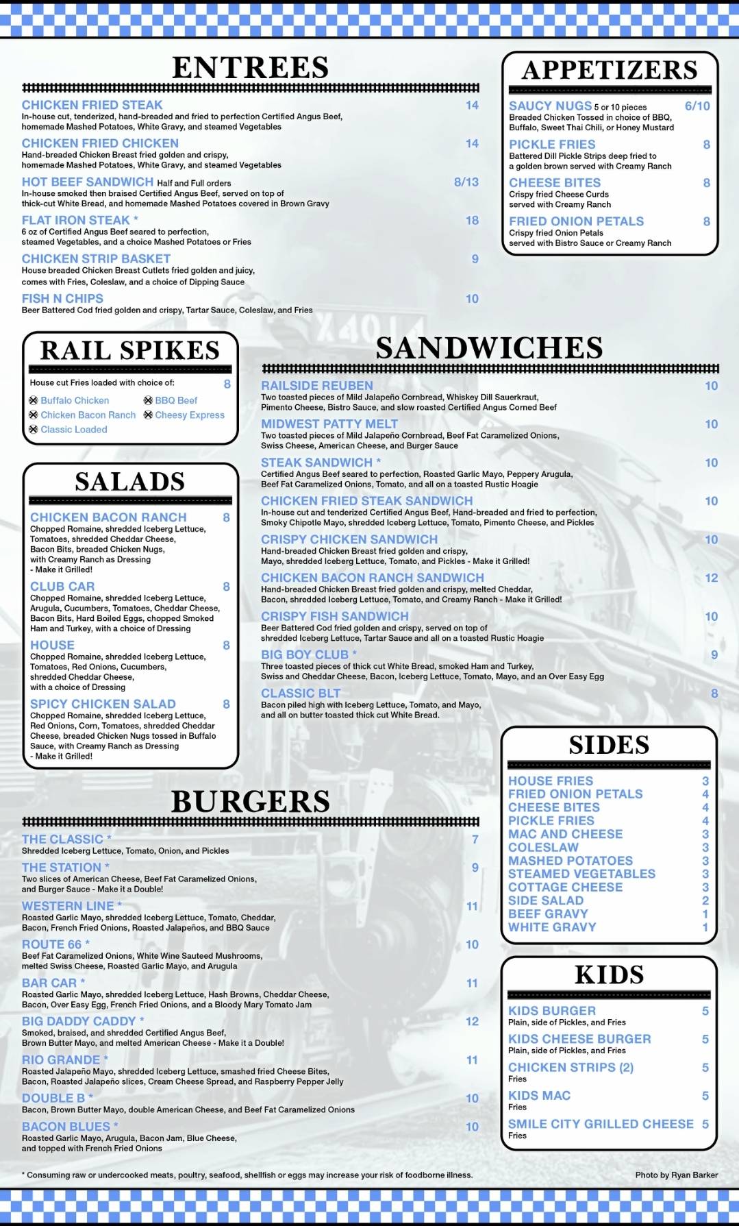 Menu at Railside Highway Diner restaurant, Gibbon