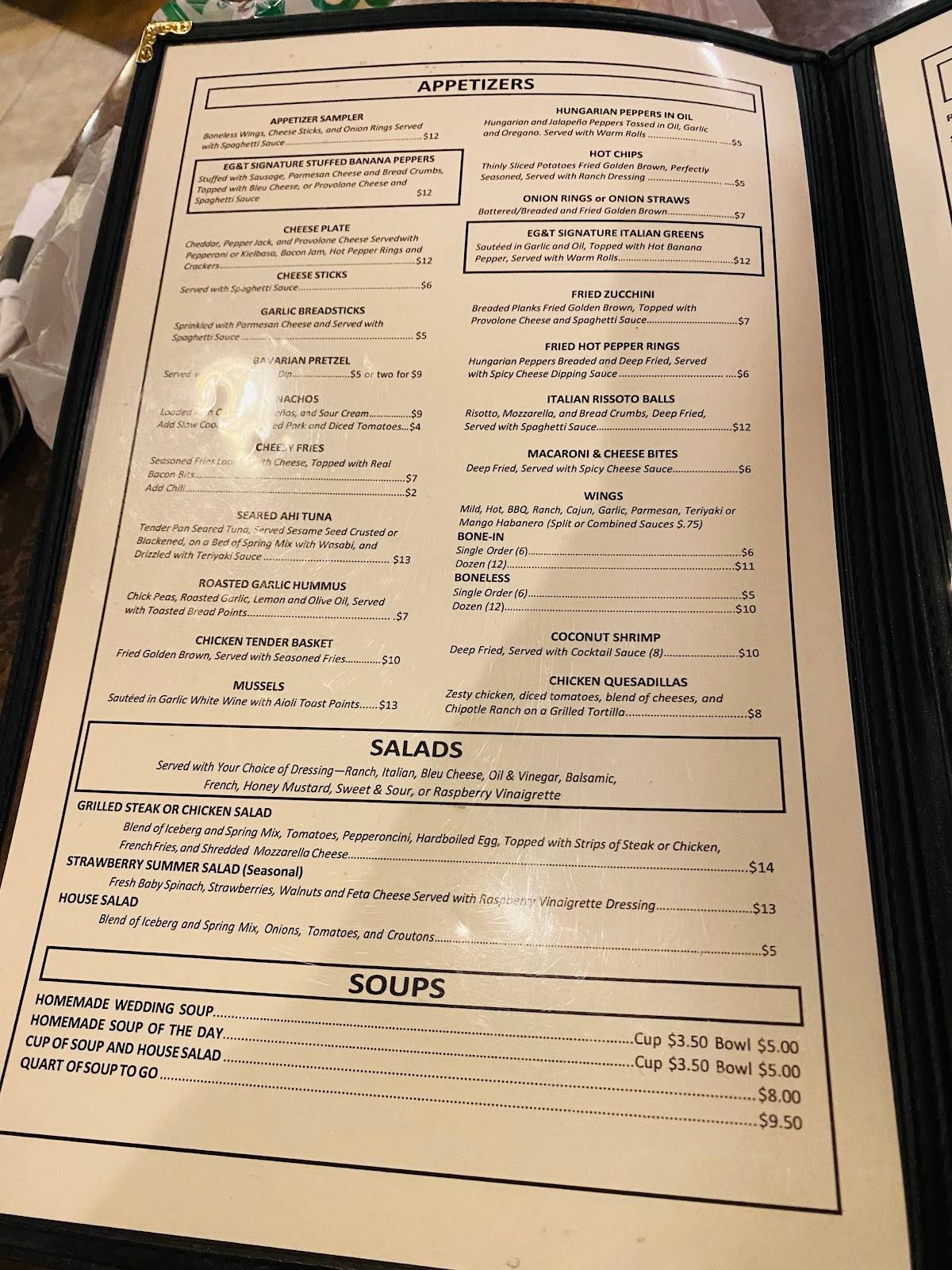 Menu at Eagle Grille & Tavern restaurant, Hubbard