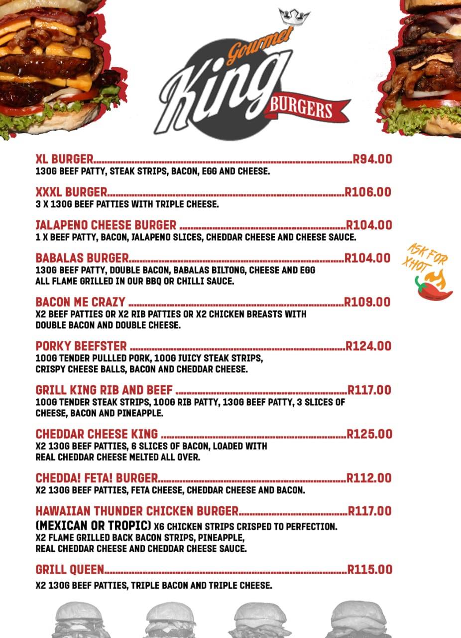 Menu at Grill King Sunward Park restaurant, Boksburg