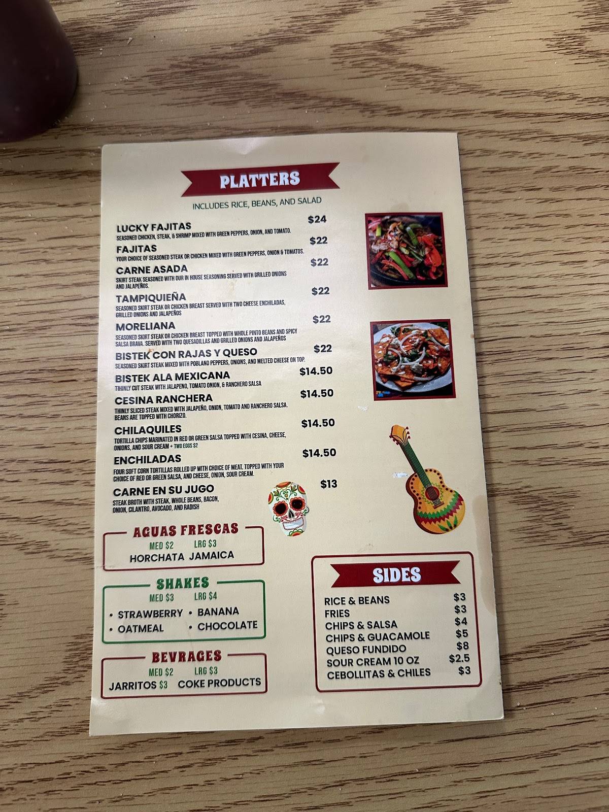 Menu at Lucky Burrito restaurant, Alsip
