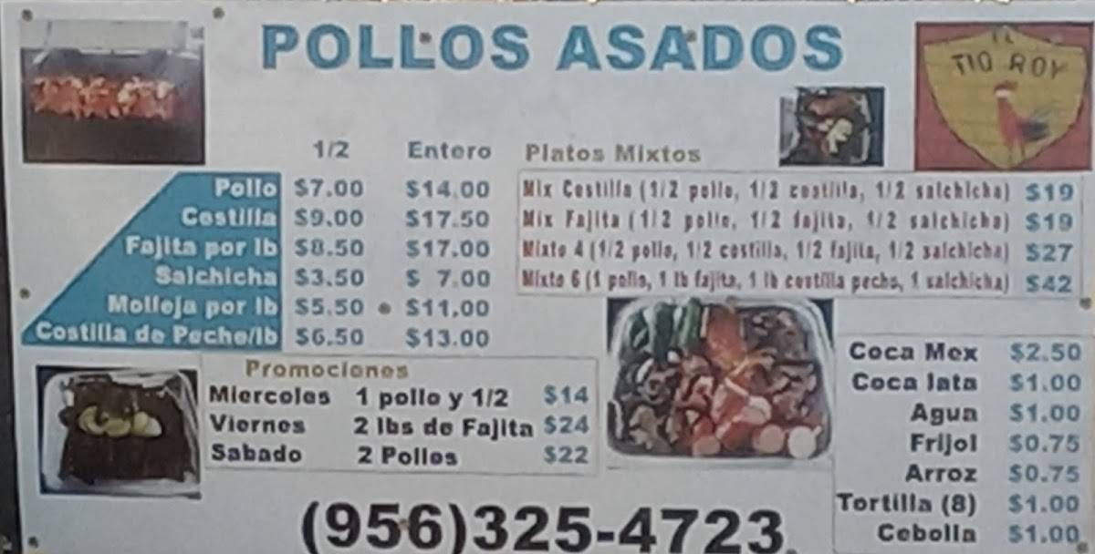 Menu at Pollos Asados El Tio Roy restaurant, Donna