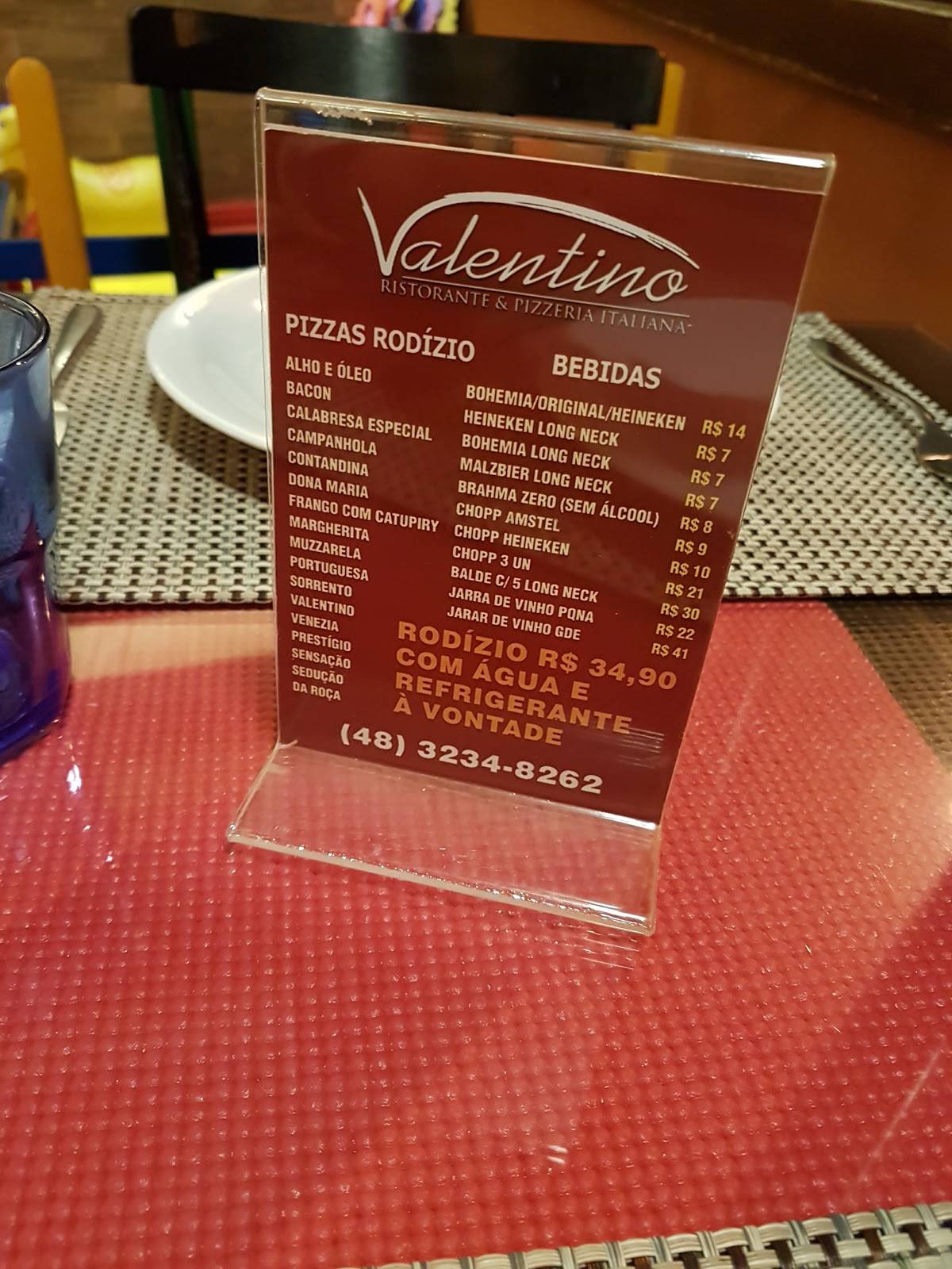 Menu em Restaurante e Pizzaria Valentino, Florianópolis