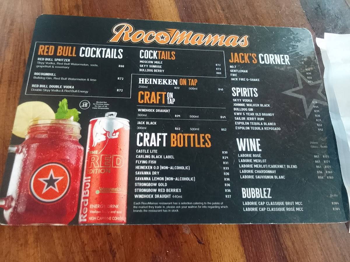 Menu at Polokwane restaurant, Polokwane