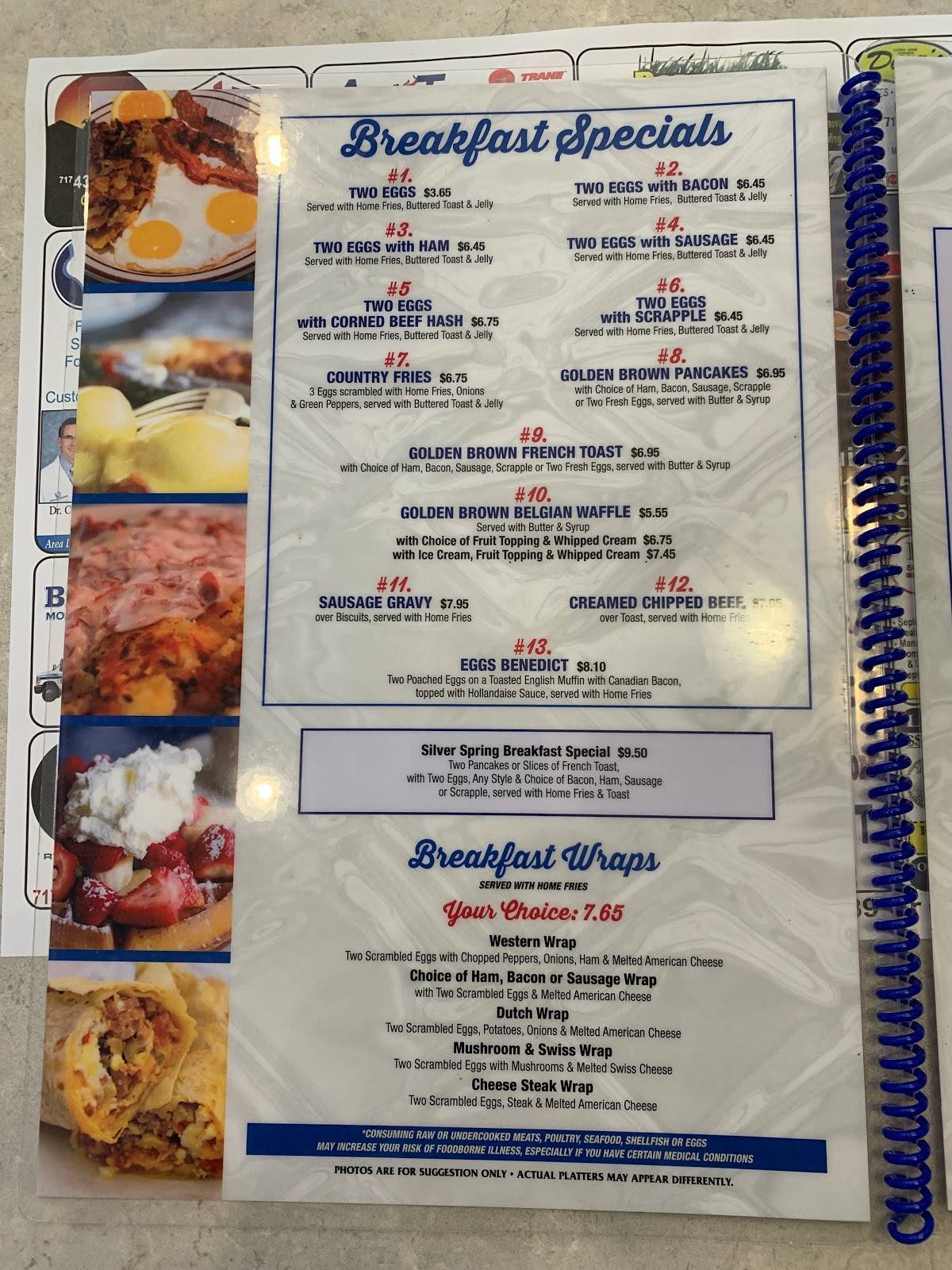 Menu at Silver Spring Diner restaurant, Mechanicsburg
