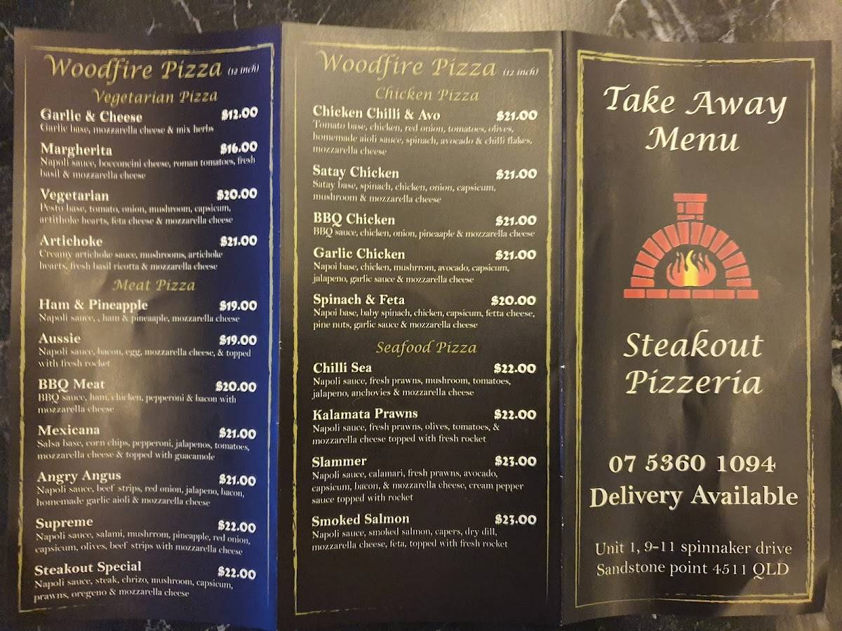 Menu at Steakout pizzeria Pizza Italian Restaurant Sandstone Point