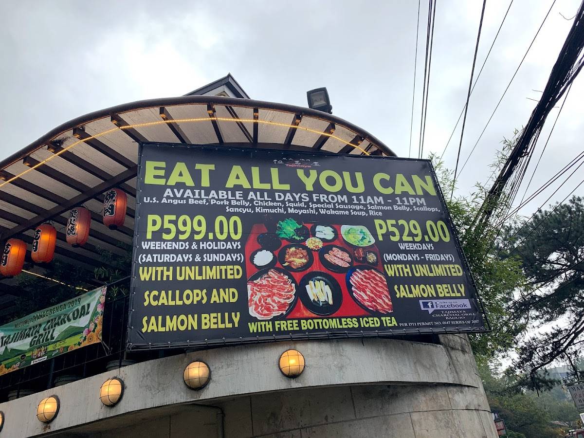 Menu at Tajimaya Charcoal Grill restaurant, Baguio