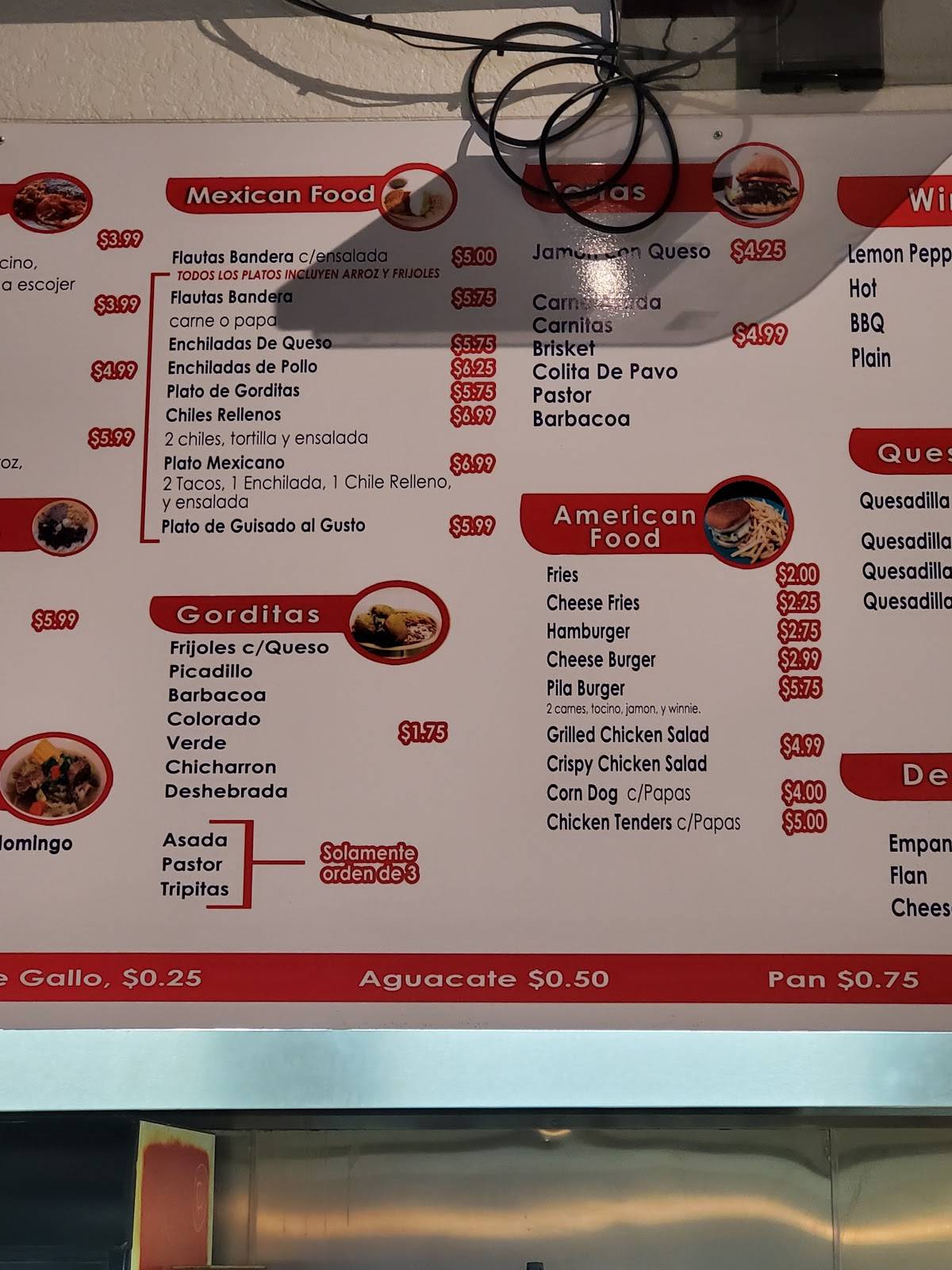 Menu at Taqueria La Pila restaurant, Horizon City