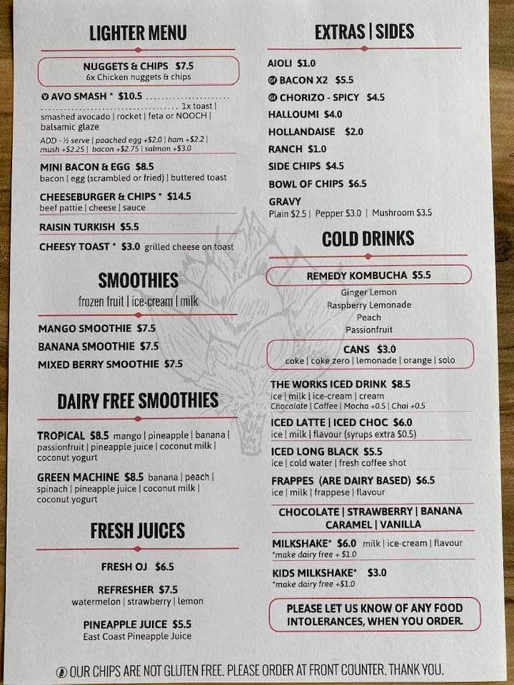 Menu at The Anchor at Lakes Beach restaurant, Budgewoi