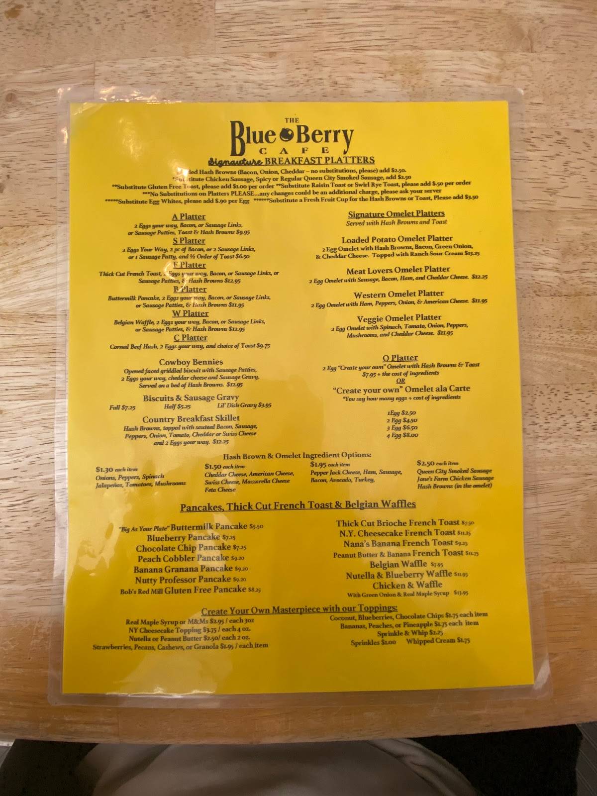 Menu at The Blue Berry Café Bellbrook desserts, Bellbrook
