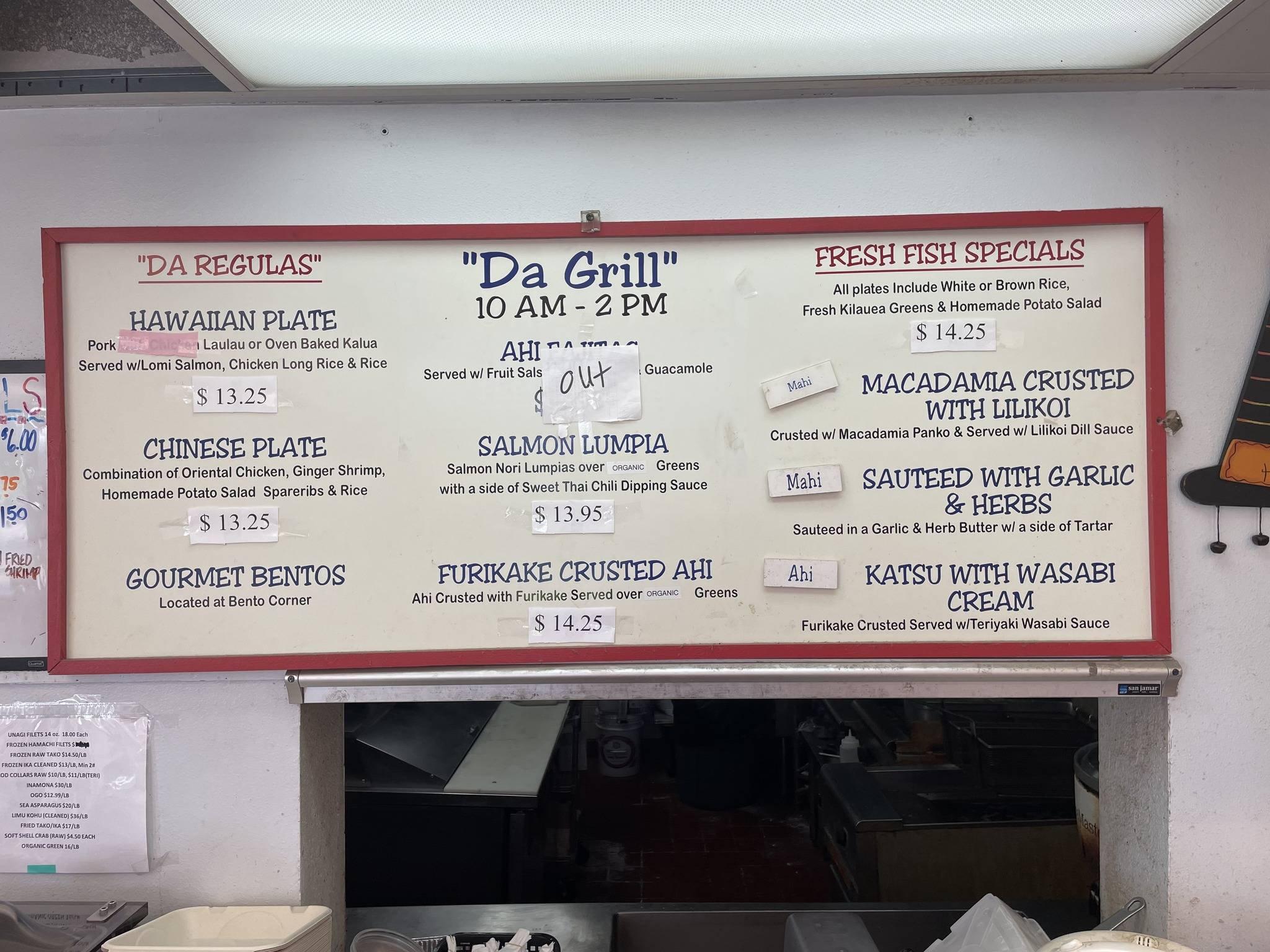 Menu at The Fish Express restaurant, Lihue