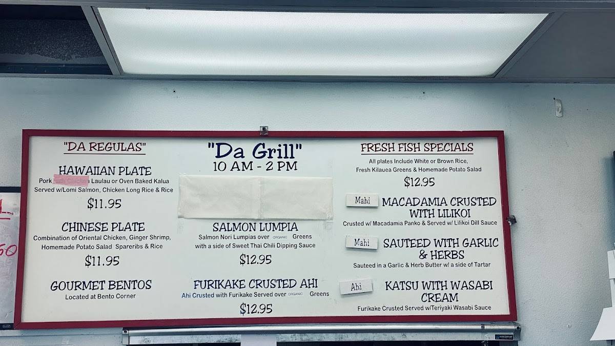 Menu at The Fish Express restaurant, Lihue