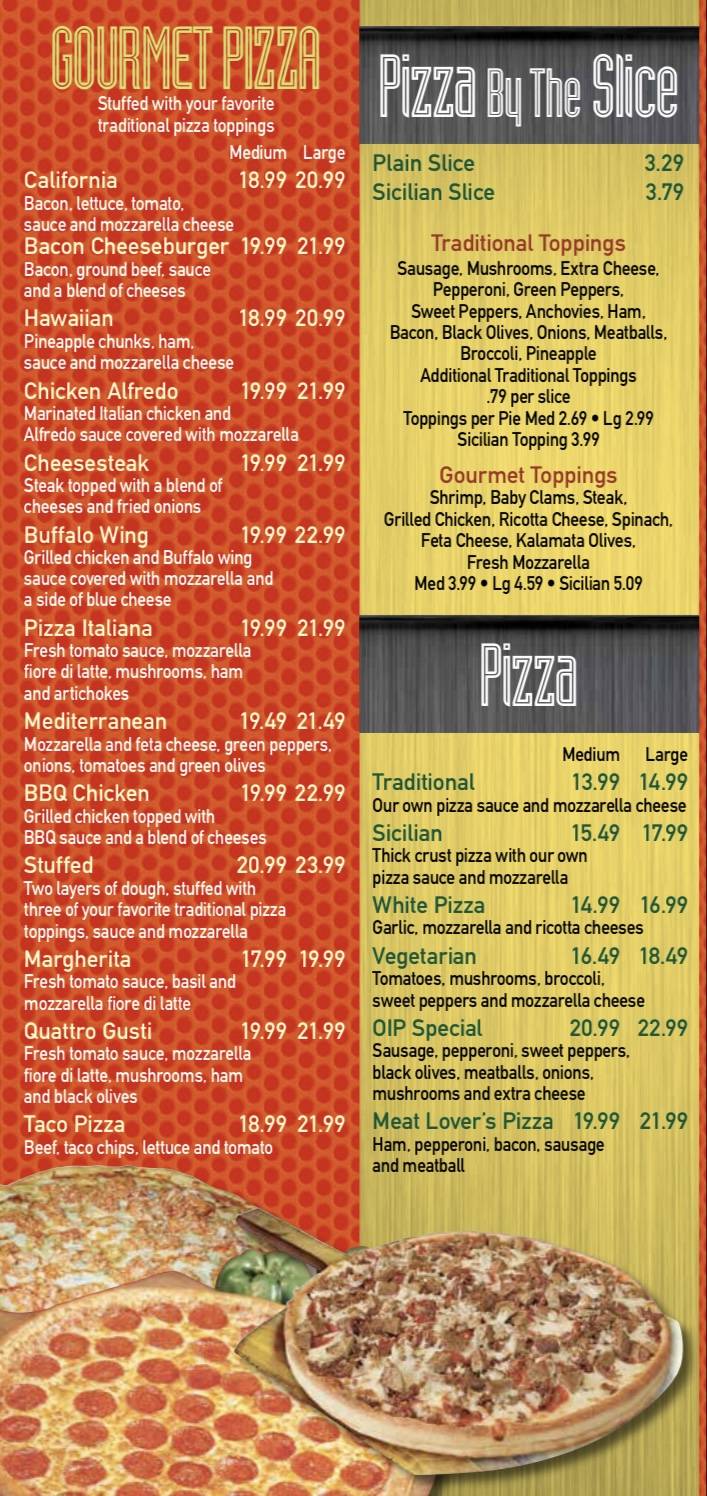 Menu At The Original Italian Pizza Restaurant Shamokin