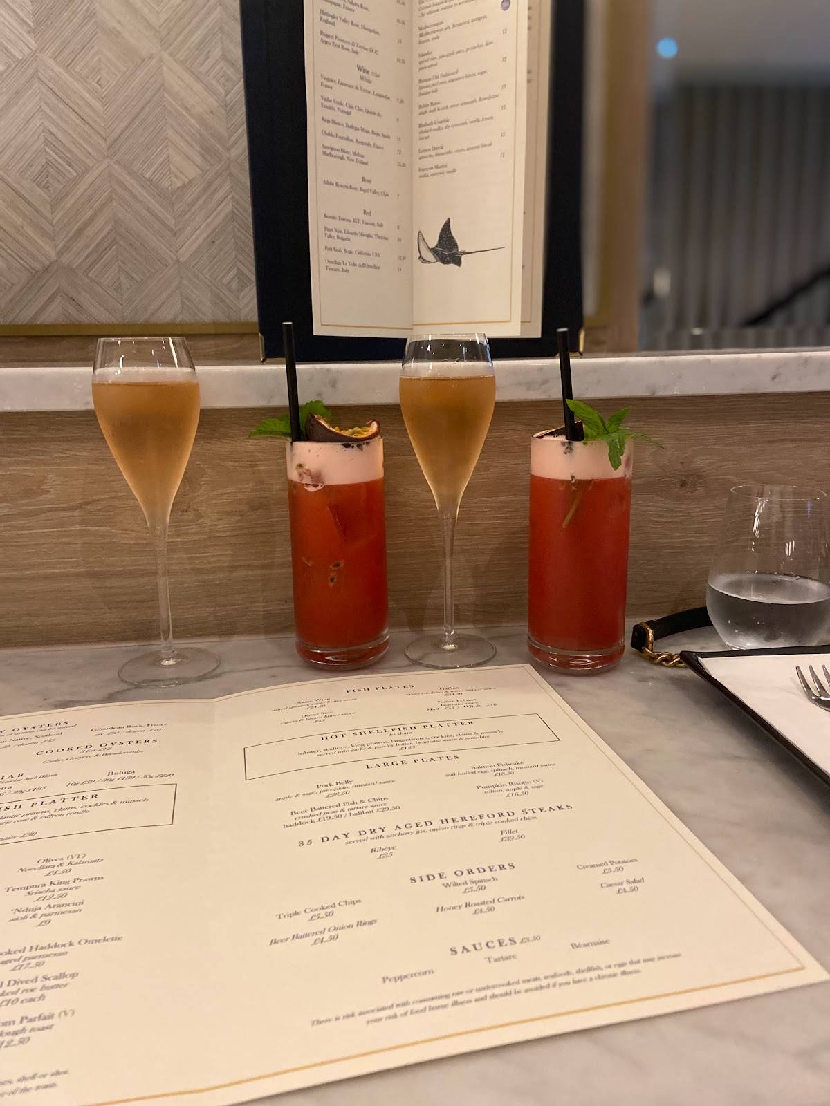 Menu at The Oyster Club, Birmingham