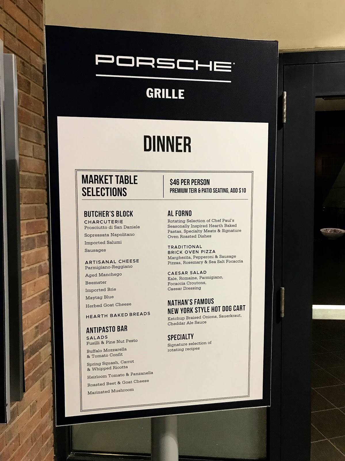 Menu at The Porsche Club at Citi Field, New York City 