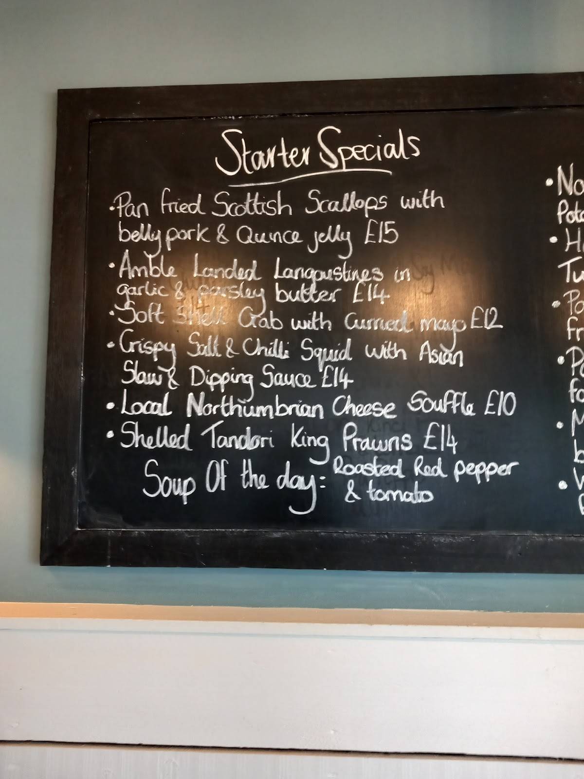 Menu at The Potted Lobster Bamburgh restaurant, Bamburgh