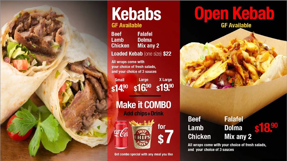 Menu at YHD Turkish Kebab, Christchurch