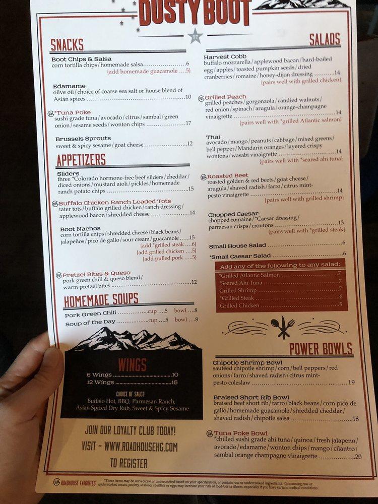 Menu at Dusty Boot Saloon pub & bar, Avon
