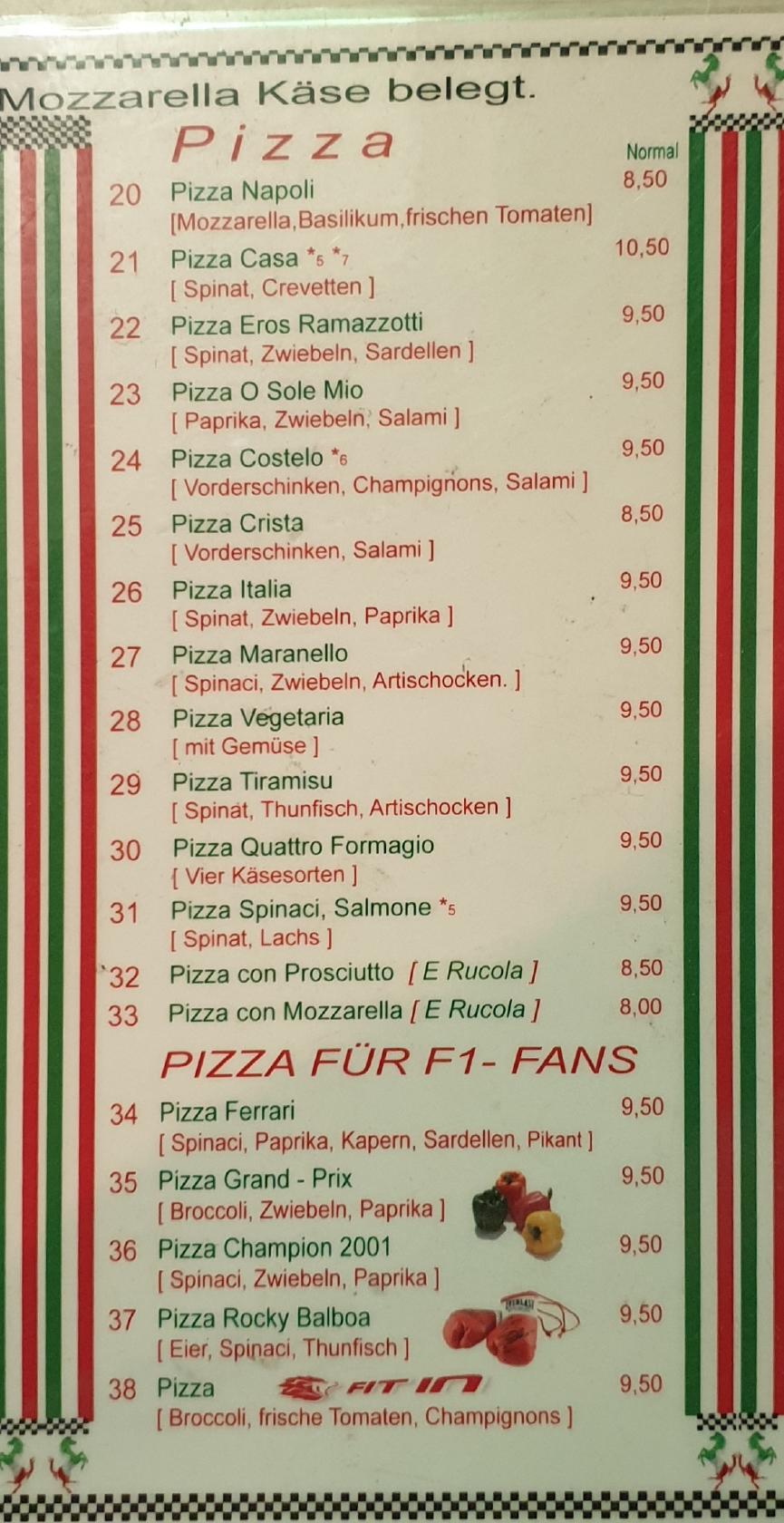 Menu at Pizzeria Da Ciro D sseldorf