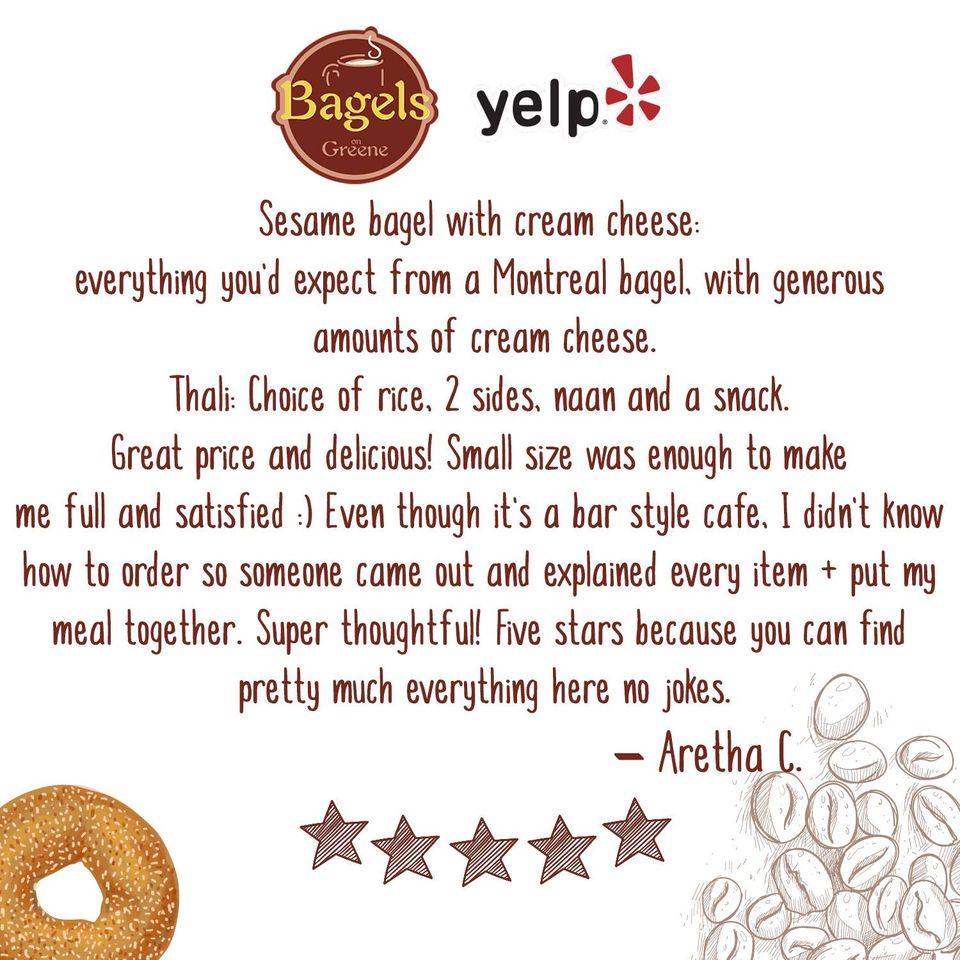 Menu at Bagels on Greene cafe, Westmount