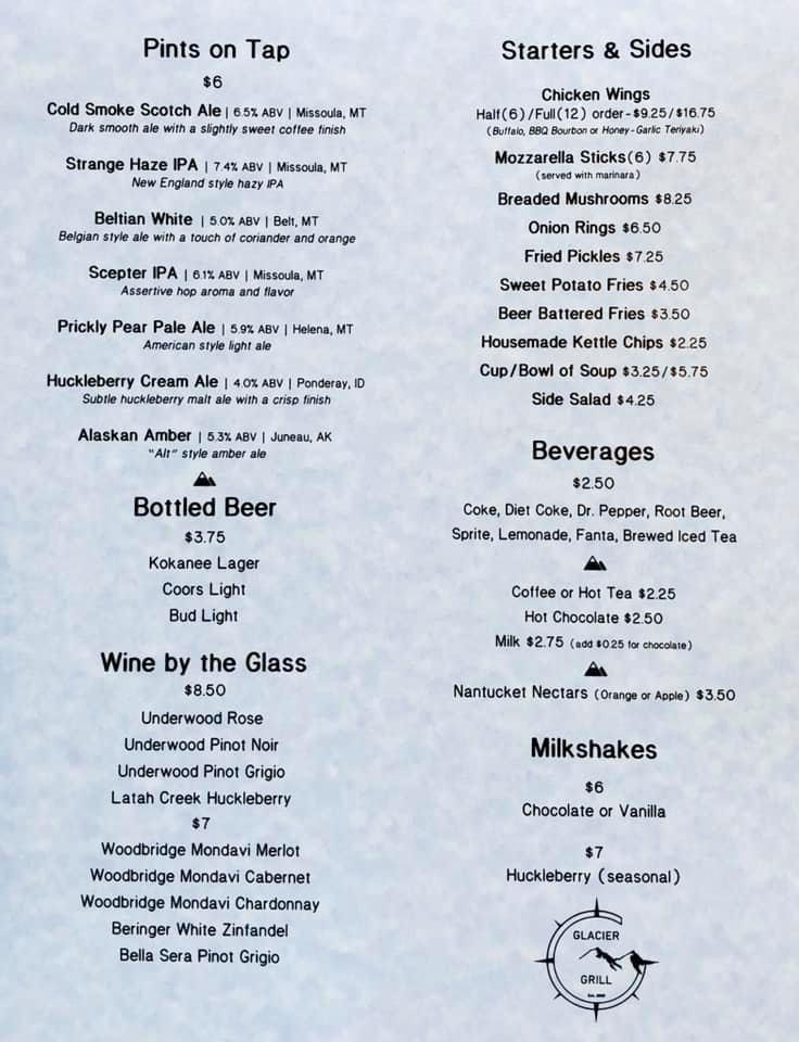 Menu at Glacier Grill & Pizza pizzeria, Coram