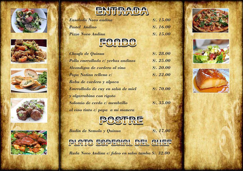 Carta del restaurante El Imperio Dorado, Lima