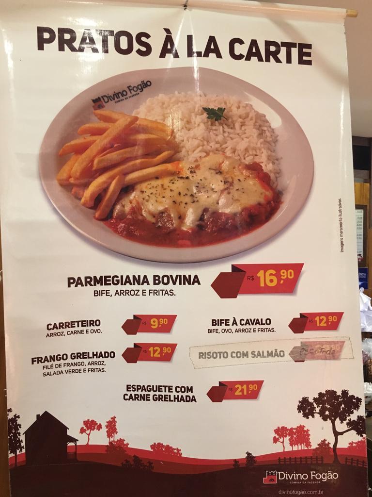 Divino Fogão - Shopping Campo Grande cardápio