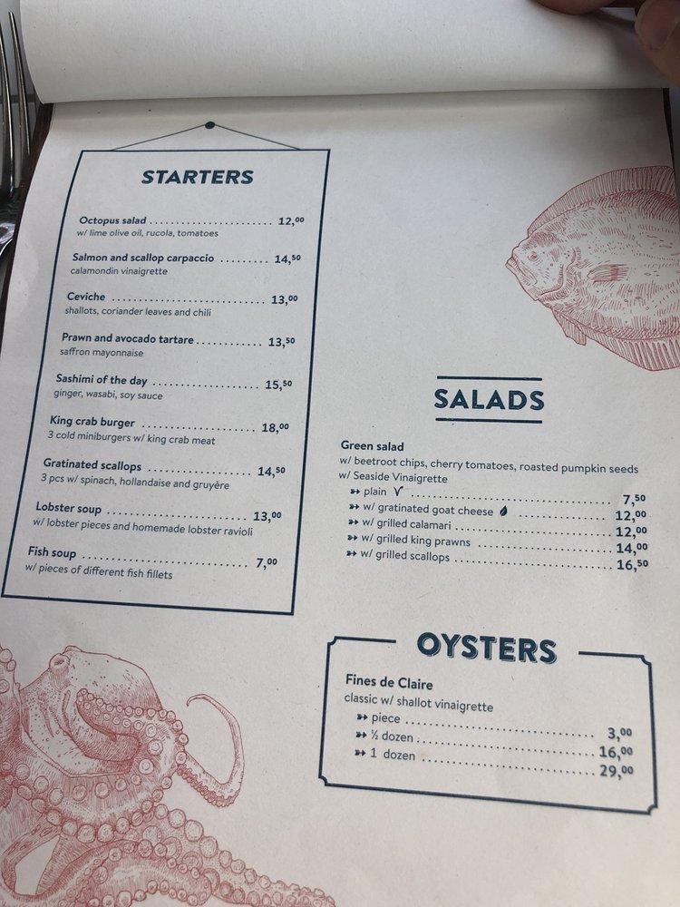 Menu at Seaside Fish & Seafood Bar, Berlin