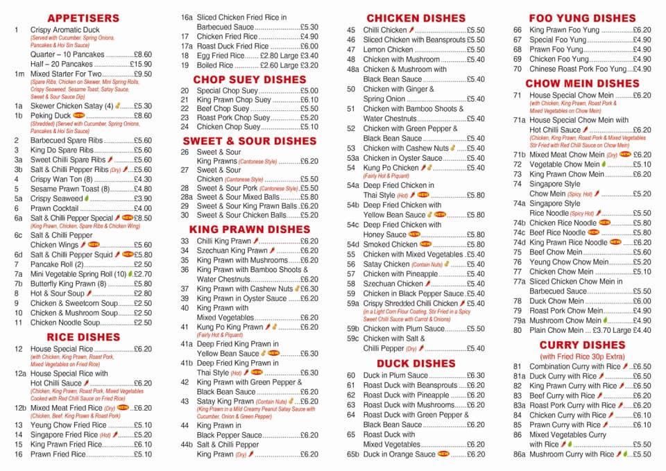 Menu at South Wootton Takeaway fast food, King's Lynn