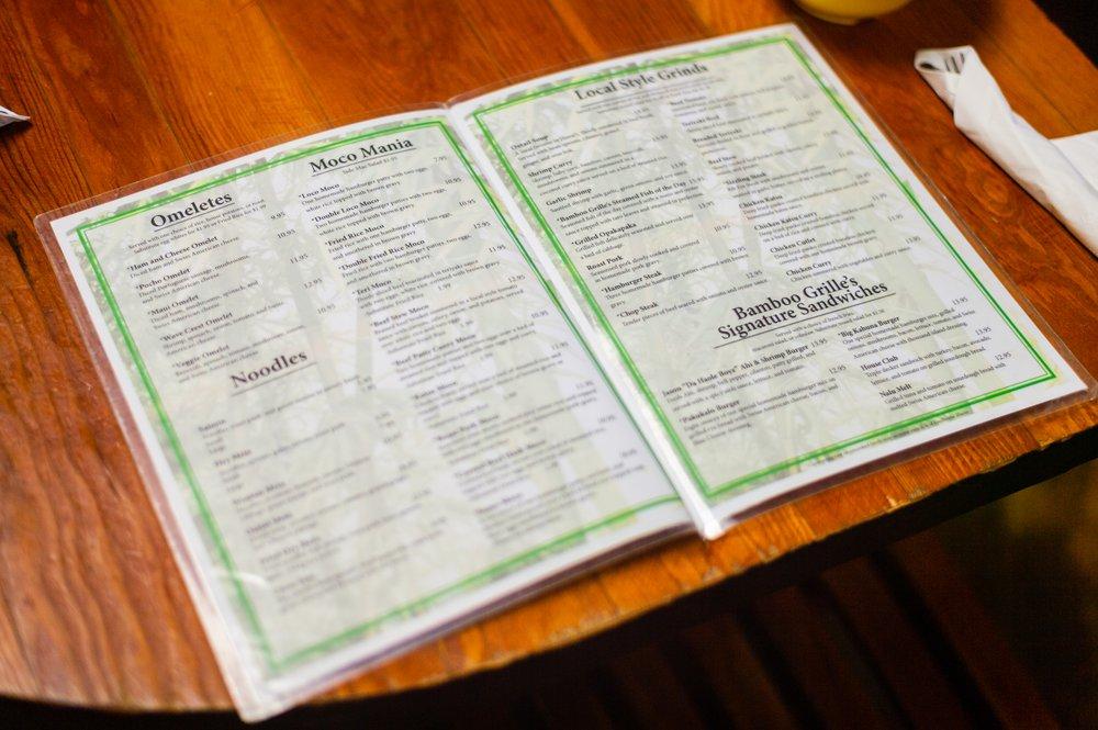 Menu at Bamboo Grille Maui restaurant, Wailuku