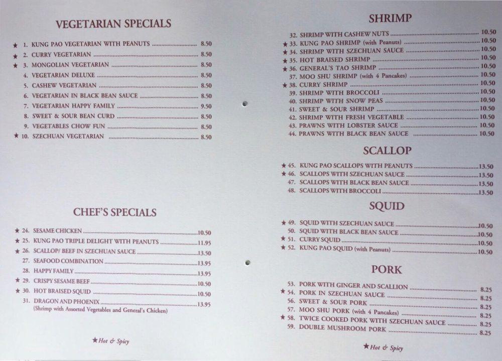 Menu at Fred's Szechuan Chinese Restaurant, Nevada City