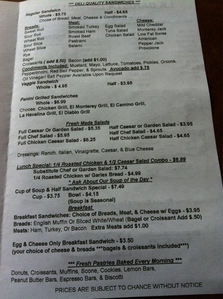 Menu at La Barista Espresso, Fairfield