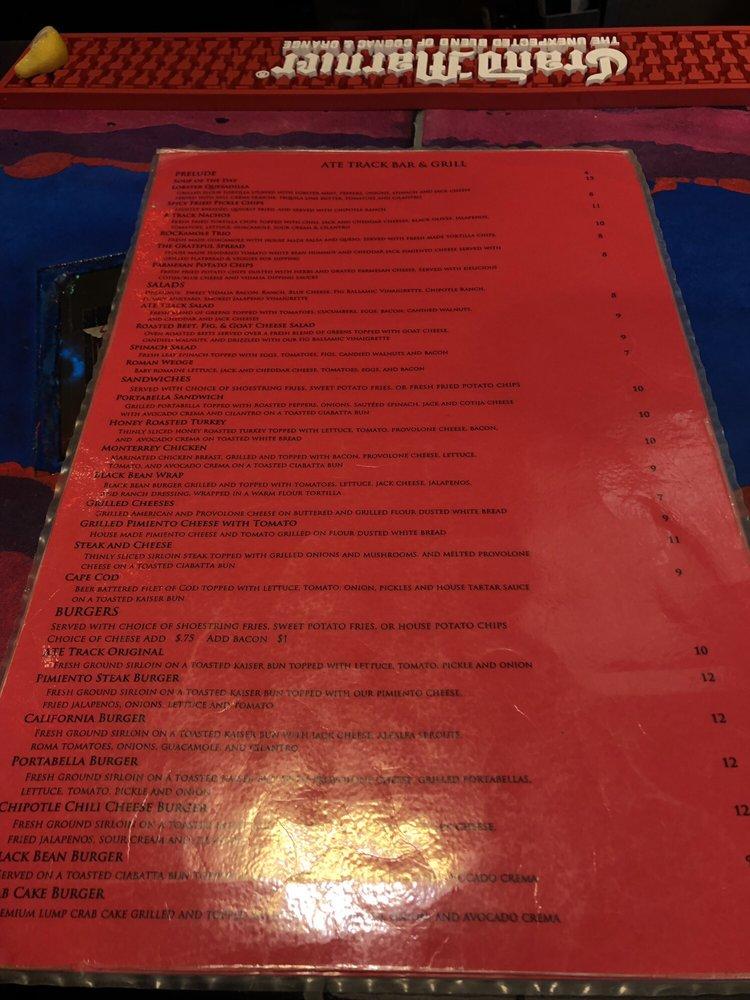 Menu at Ate Track Bar & Grill, Cartersville