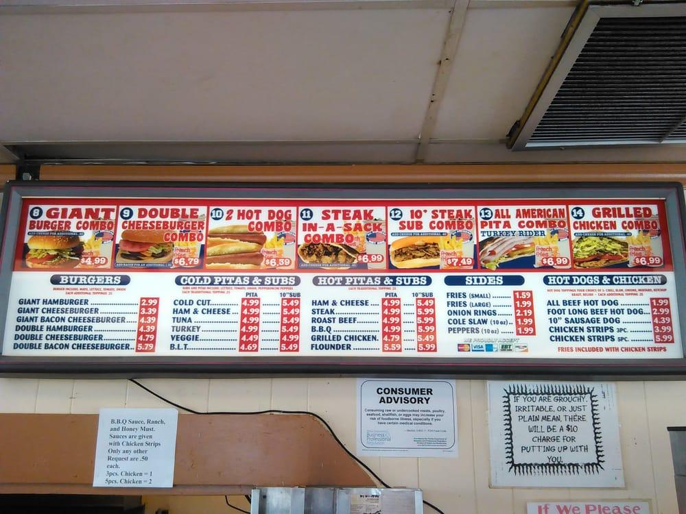 Menu at All American Hot Dog & Sandwiches restaurant, Jacksonville