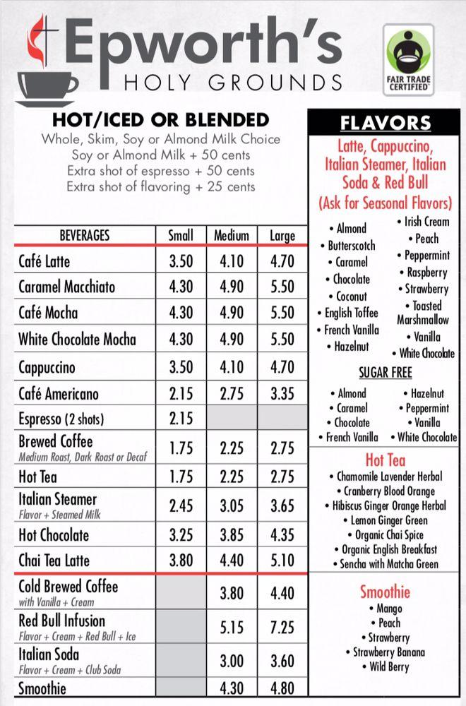 Menu at Epworth's Holy Grounds pub & bar, Valley City