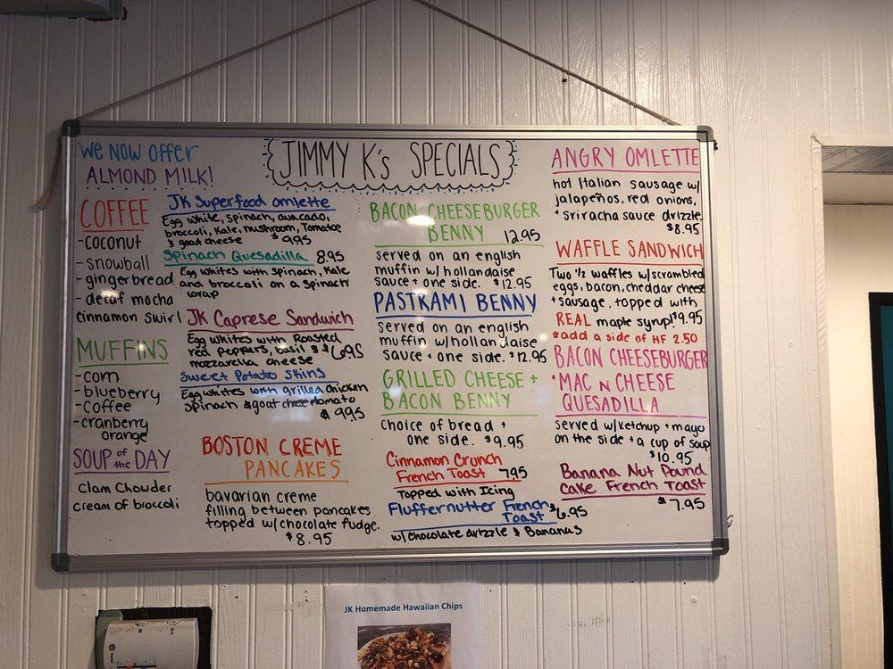 Menu at Jimmy K's Diner restaurant, Haverhill, 83 Plaistow Rd