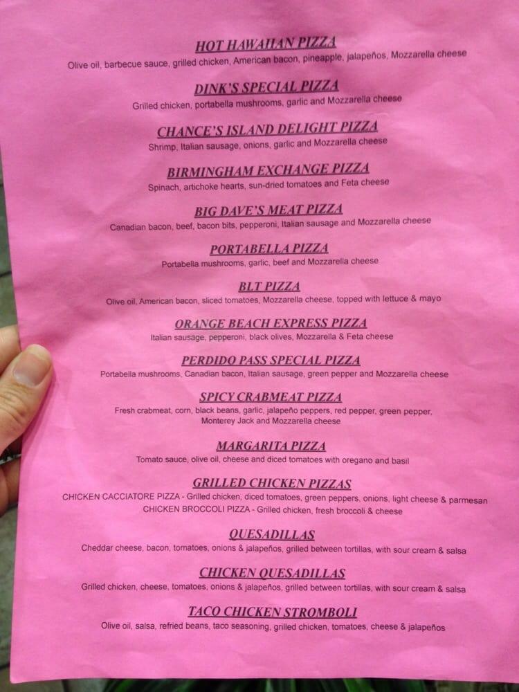 Menu at Lillian’s Pan Pizza pizzeria, Perdido Key
