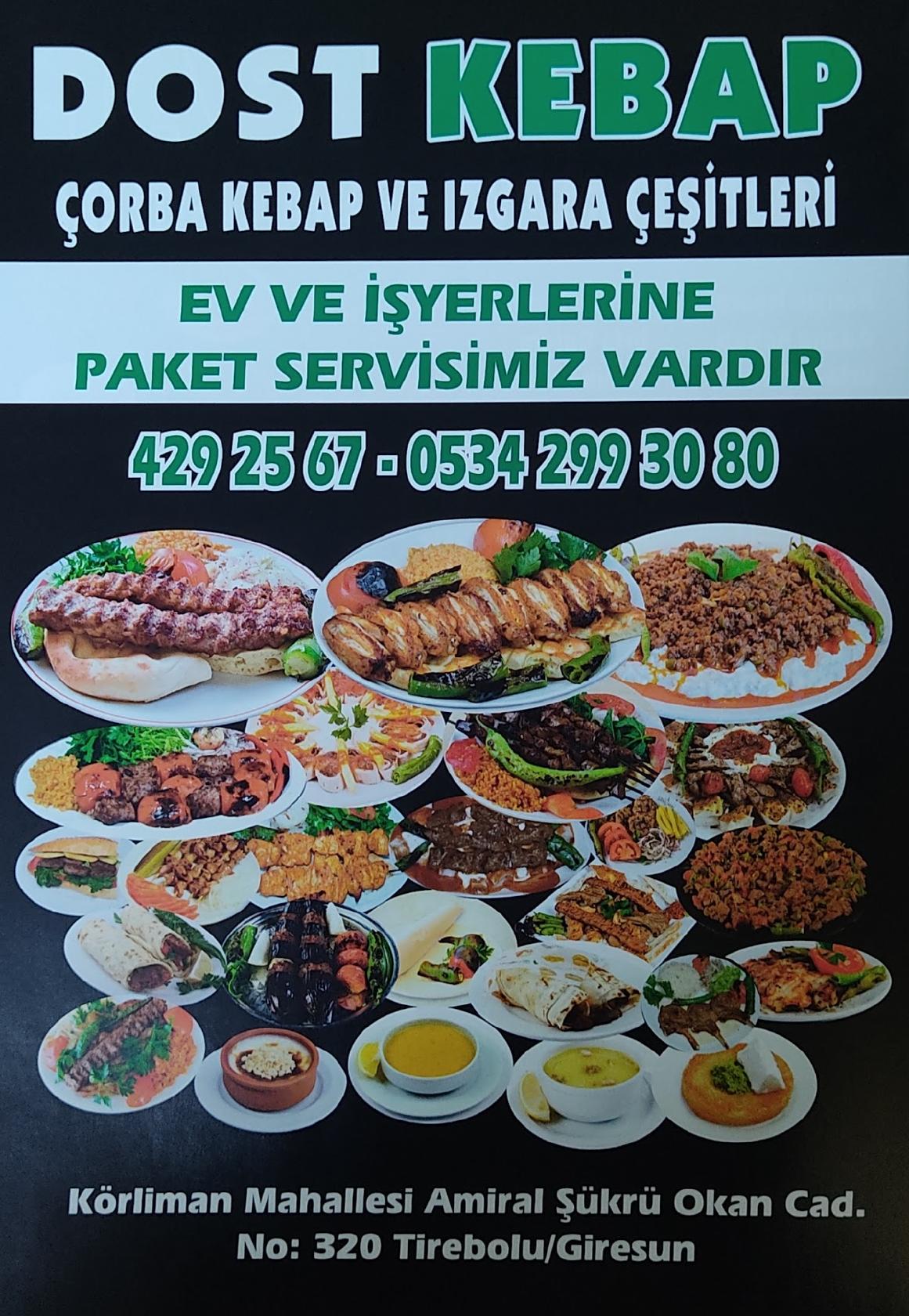 Menu at Dost kebap lahmacun ve pideçeşitleri Tirebolu