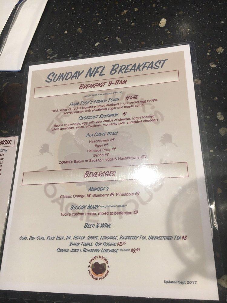 Menu at Friar Tuck's Hoagie House pub & bar, Fairbanks
