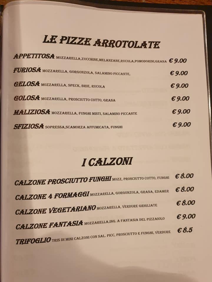 Menu da La Stua ristorante, Falcade
