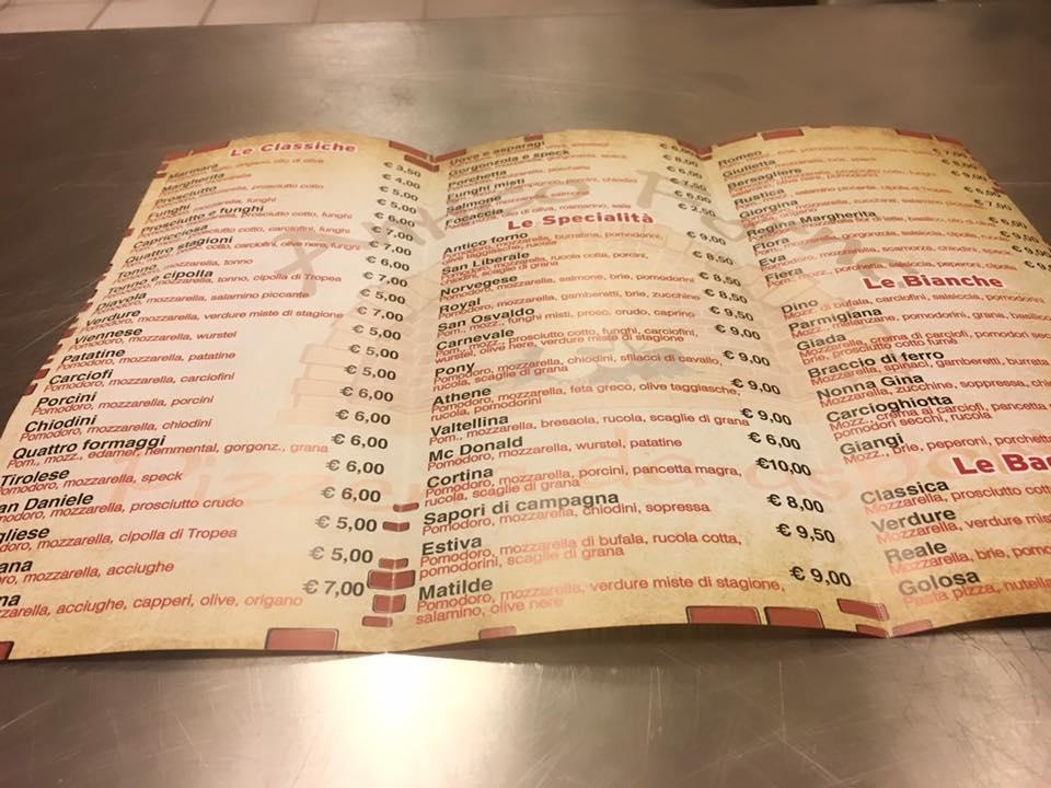 Carta de Pizzeria Antico Forno, San Liberale