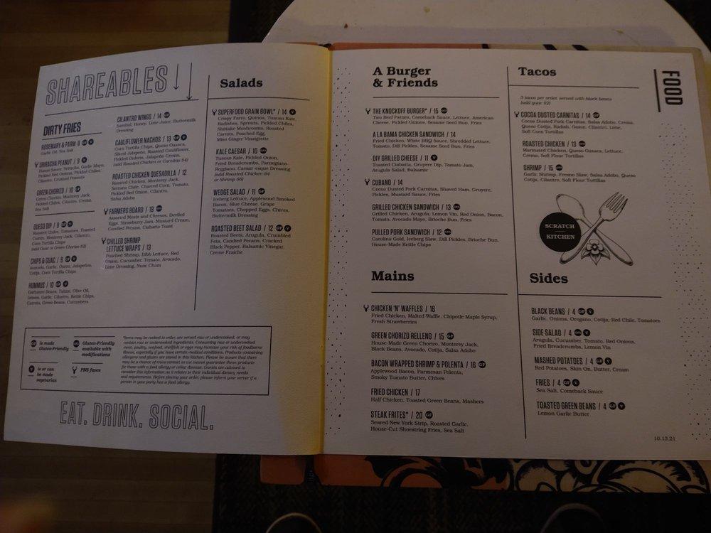 Menu at Punch Bowl Social Dallas restaurant, Dallas