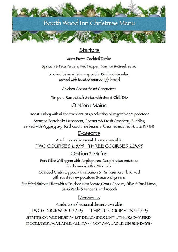 Menu at The Booth Wood Inn pub & bar, Halifax