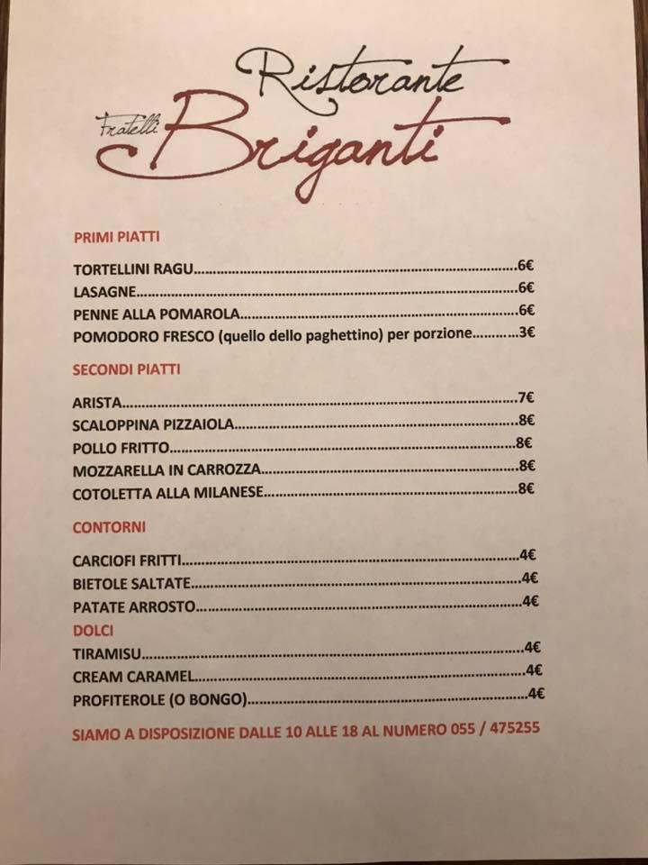 Speisekarte Von Fratelli Briganti Pizza Florenz Piazza Giovambattista