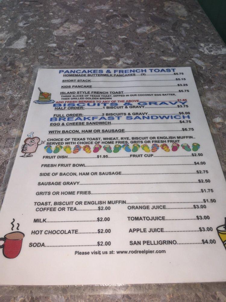 Menu at Rod and Reel Pier restaurant, Anna Maria